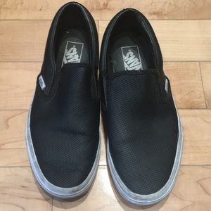 Black perforated leather slip on Vans